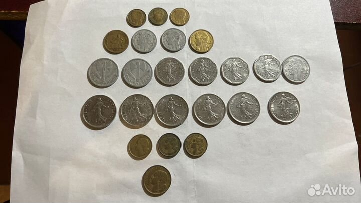 Монеты Франция очень много разных годов выпуска