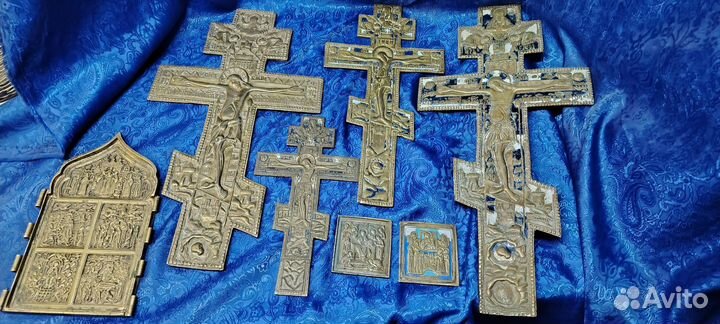 Крест распятие икона медная пластика