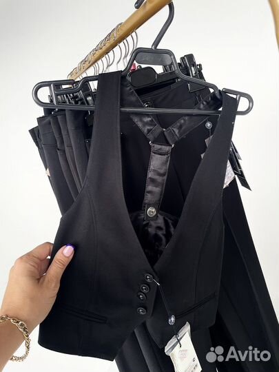 Костюм Брюки жилет Двойка черный новый 128
