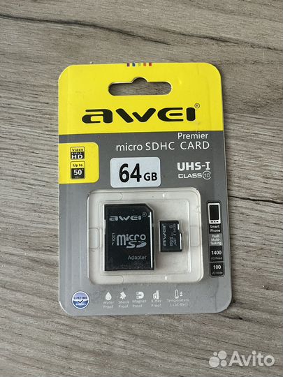 Карта памяти MicroSD 64 гб