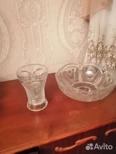 Ваза хрустальная и салатница