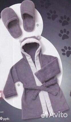 Халат детский банный Тапочки 2-4 новый комплект