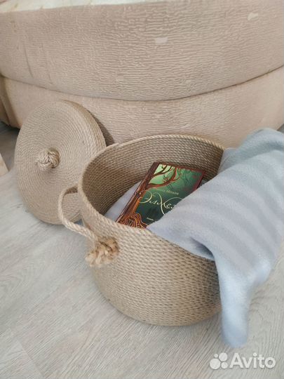 Корзина из джута с крышкой