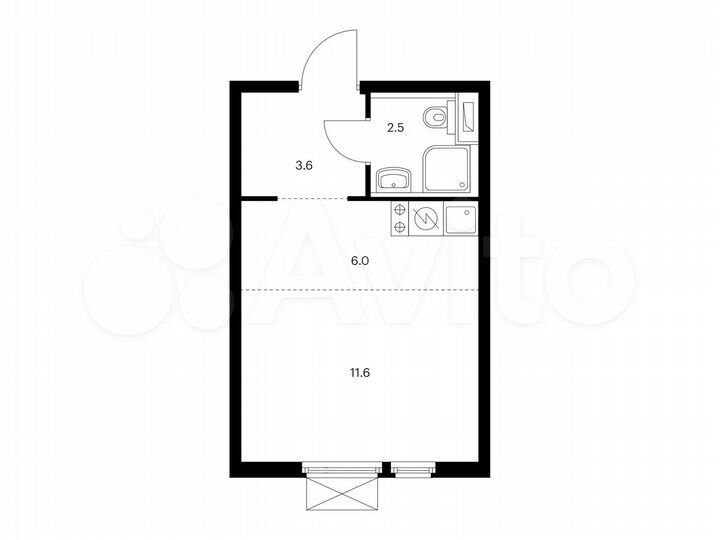 Квартира-студия, 23,7 м², 12/14 эт.