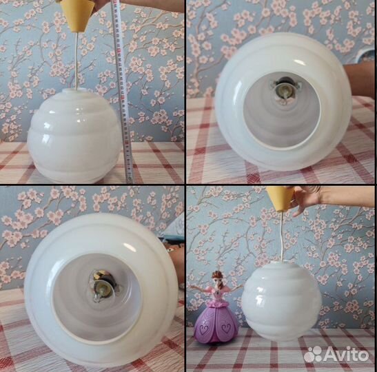 Плафон - люстра стекло+ люстра пластик