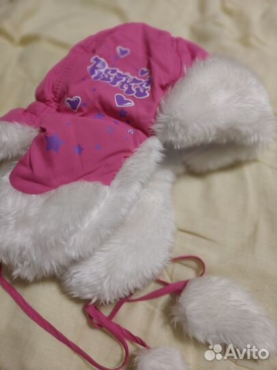 Зимняя тёплая шапка для девочки 56 размер