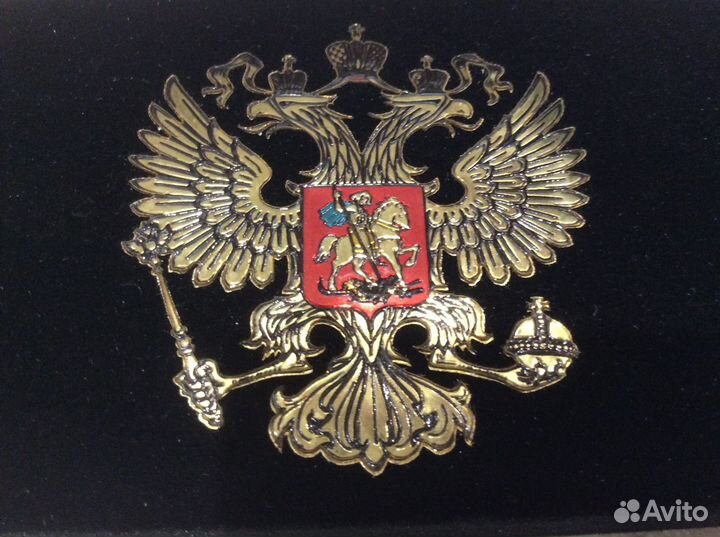 Футляр с гербом, черный бархат, новый