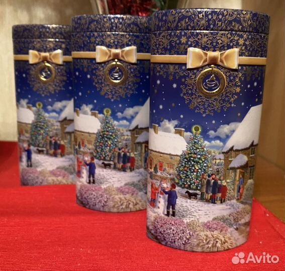 Жестяные банки для чая новогодние