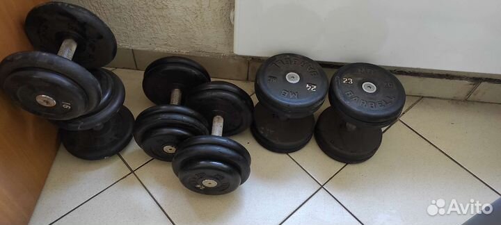 Гантели, стойки под гантели, скамьи