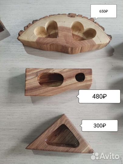 Подсвечник из спила дерева