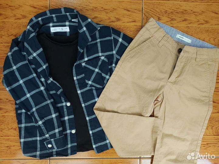 Рубашка в клетку zara + лонг 110