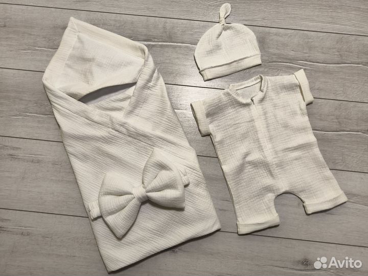 Комплект на выписку. Лето. Муслин. 4 предмета