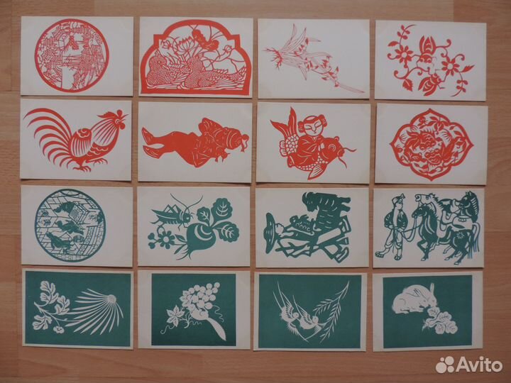 Набор открыток 1958 Китайские вырезки 32 шт