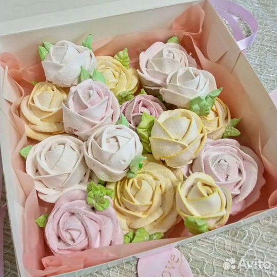 Цветы из зефира. Букет, подарок