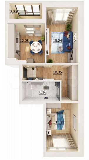 2-к. квартира, 59,4 м², 3/17 эт.