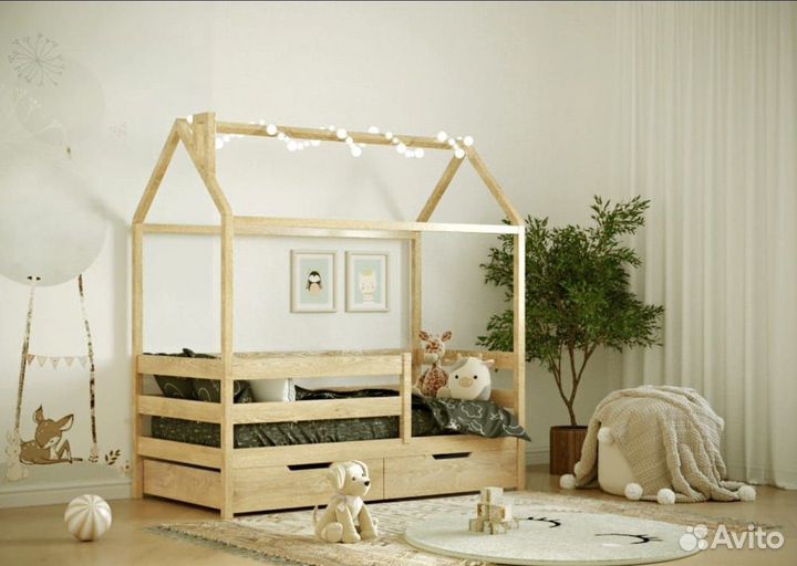 Кровать домик без покраски 190х80