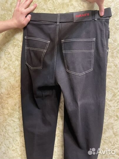 Штаны pokaifu с белой строчкой