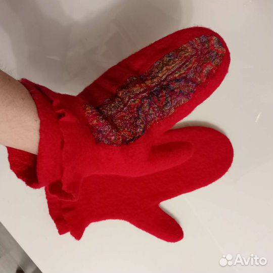 Варежки валяные шерстяные