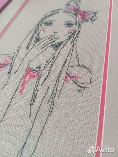 Картина Вышивка крестом девушка ручная работа