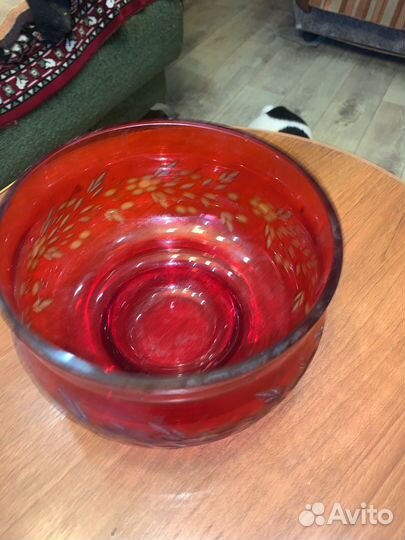 Ваза для фруктов СССР Диам19см Алмазная резка