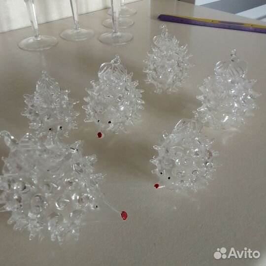 Ёжики хрустальные 6 штук