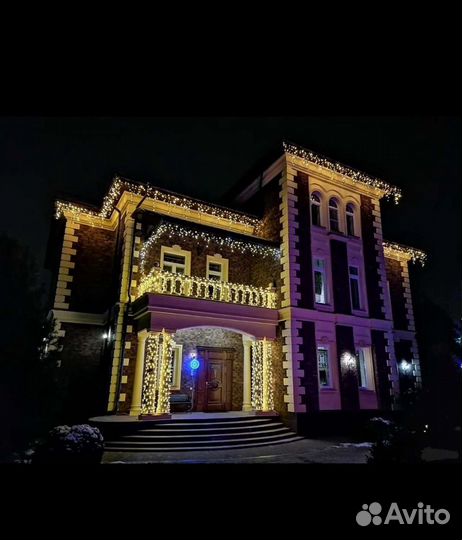 Монтаж premium гирлянд на дома и коттеджи