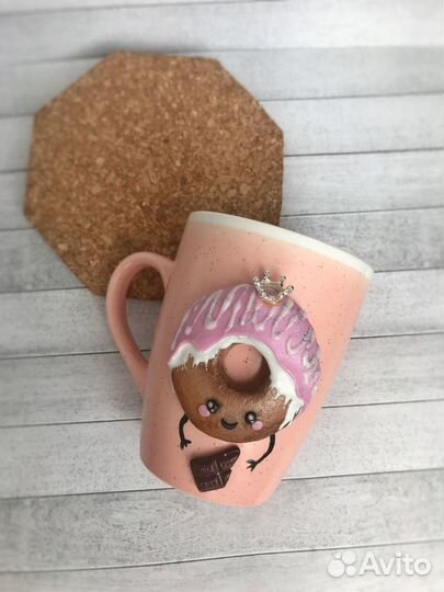 Кружка с декором 3D ручная работа