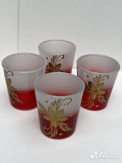 Бокалы + рюмки из красного стекла