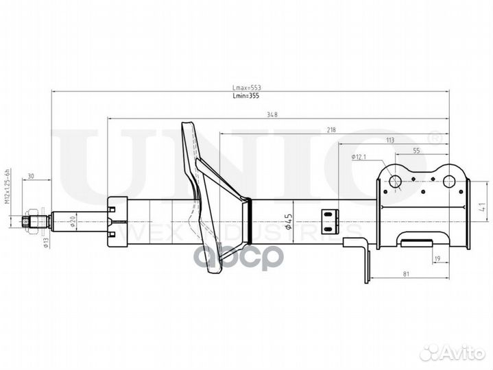 Амортизатор KIA shuma 01- газ.задн.лев. SAB10136