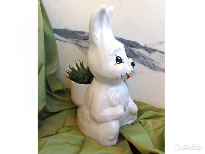 Кашпо Заяц керамический