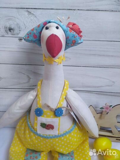 Гусь тильда, выполнен из хлопка, ручная работа