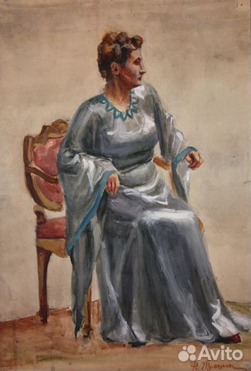 Трошин Н.С.(1897-1990) Портрет дамы в сером
