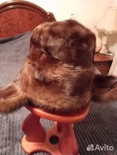 Мужская зимняя шапка ушанка, норка, размер 60-62