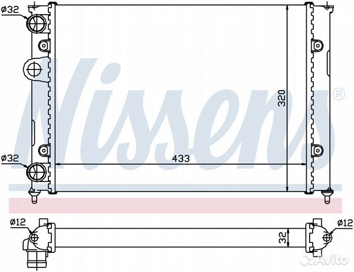 Радиатор охлаждения двс VW golf (1992) 1.4