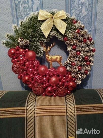 Новогодний венок ручной работы