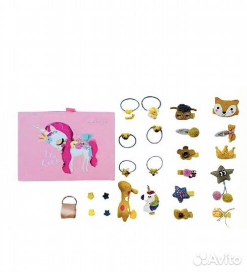 Детский набор резинок и заколок в коробочке