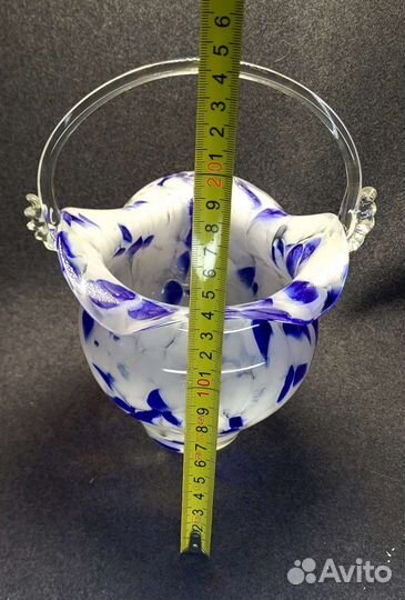 Ваза с ручкой,корзинка,Выдувное, Гутная техника