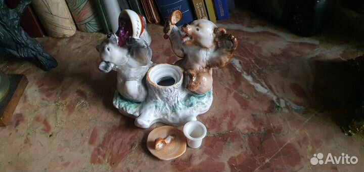 Фарфоровая чернильница Медведи лфз