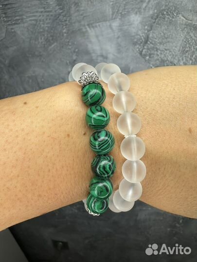 Браслет из кварца и малахита
