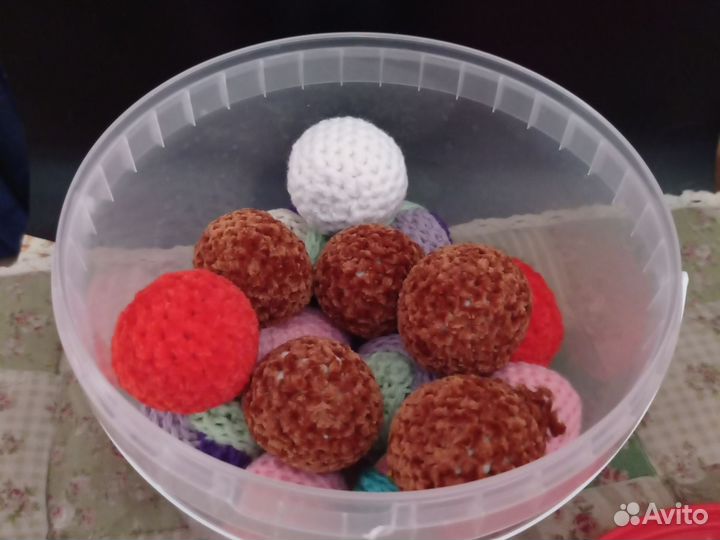 Набор мячиков вязаных hand made с кошачьей мятой