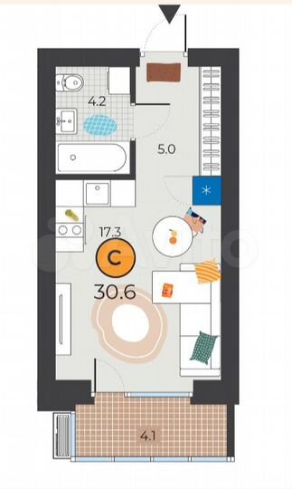 Квартира-студия, 30 м², 7/10 эт.