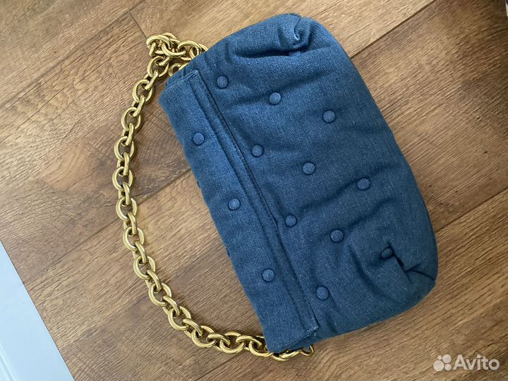 Клатч сумка джинсовая с цепочкой