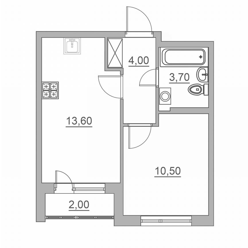 1-к. квартира, 33,8 м², 1/6 эт.