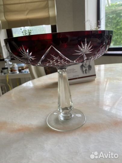 Ваза для фруктов цветной хрусталь