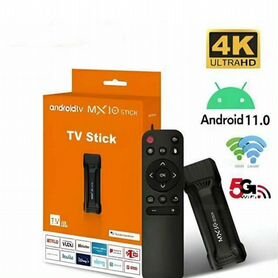 Смарт тв приставка MX10 stick Android TV Stick 4K