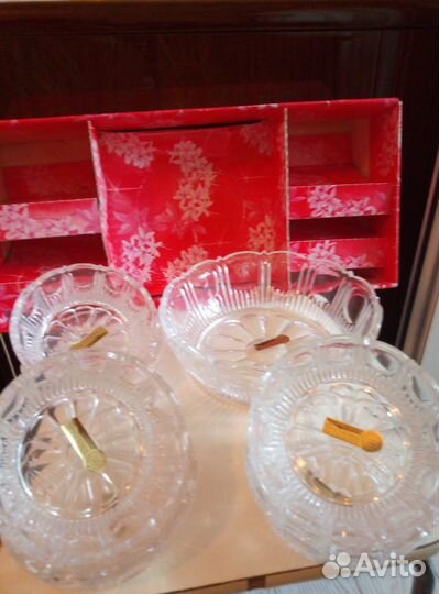 Набор салатниц, чешский хрусталь Bogemia 7 предмет