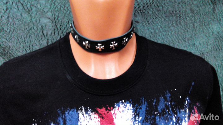 Ошейник кожаный, кулон, подвеска