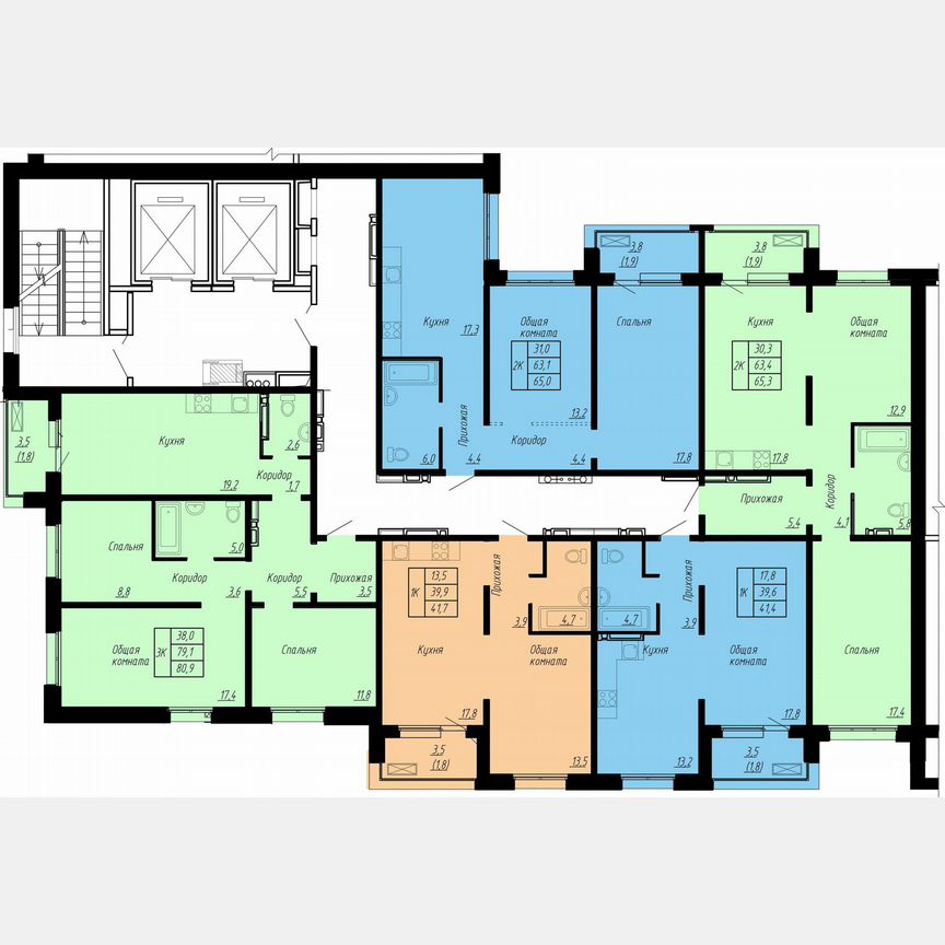 1-к. квартира, 41,4 м², 12/17 эт.