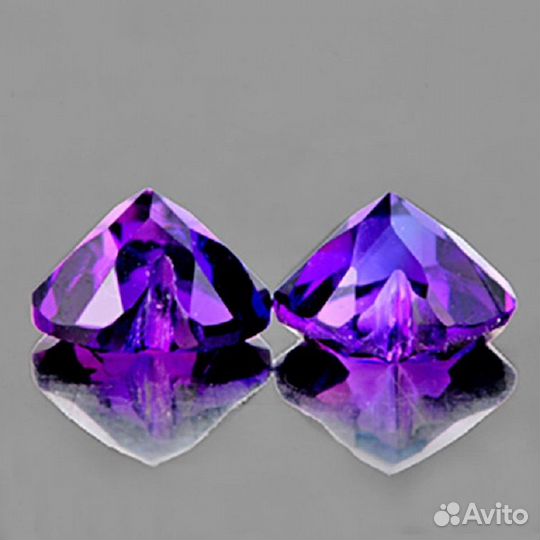 Аметист натуральный 2,12Ct 2шт 7х7мм VVS Heart