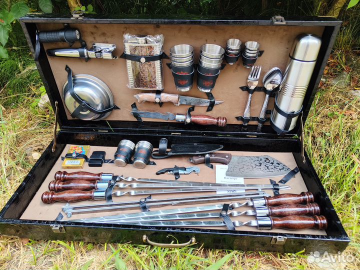 Шашлычный набор подарочный, нож ст.65х13